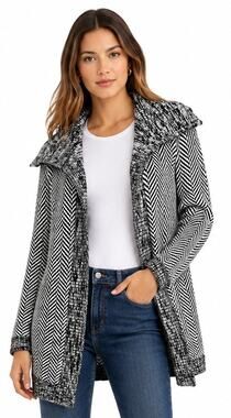 White House Black Market Herringbone Open Front Cardigan EUC Size Large